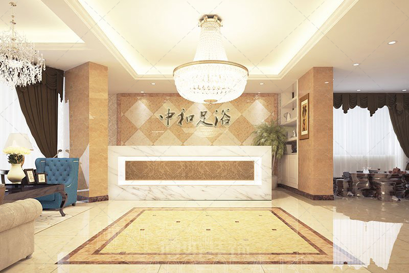 南京欧式精美足浴会所装修设计方案效果图-南京博妍工装公司