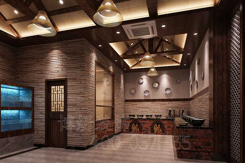 南京中式主题餐厅装修设计案例效果图